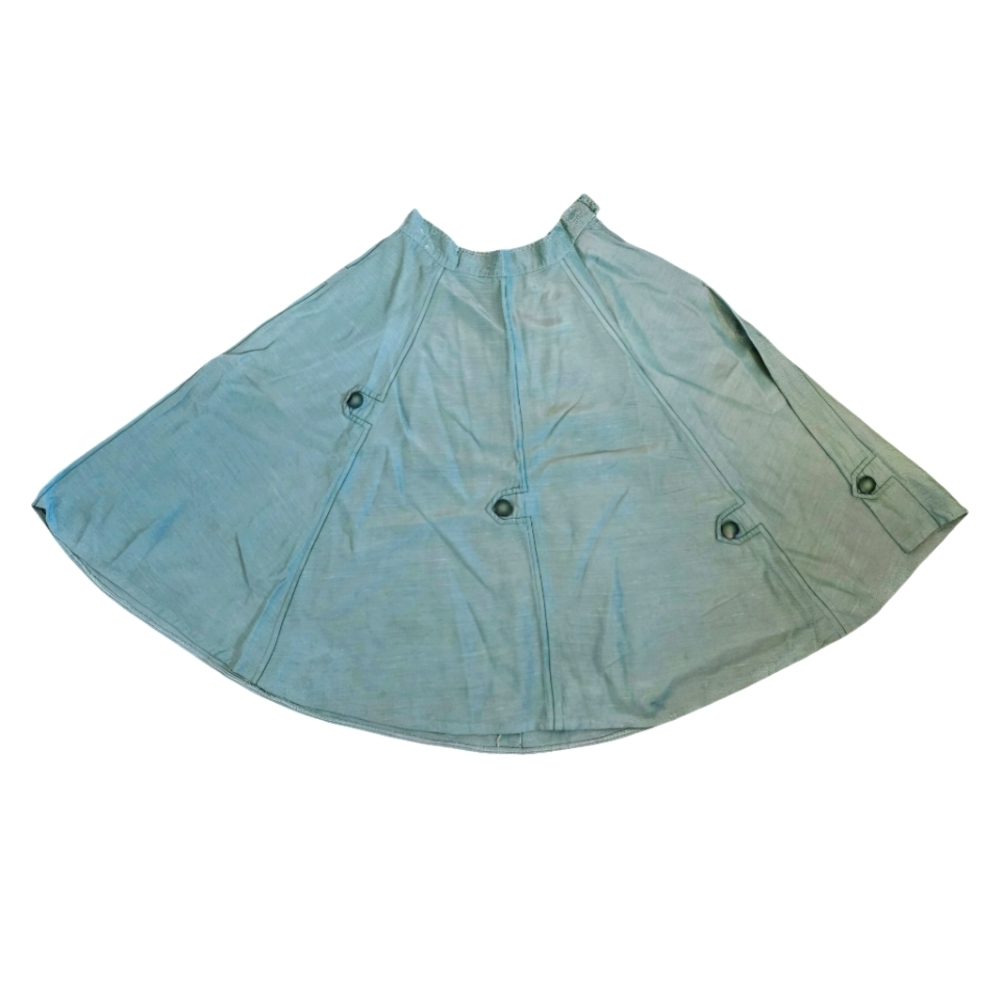vintage circle skirt midi knee length high waisted size XS 24 80s teal Epaulette